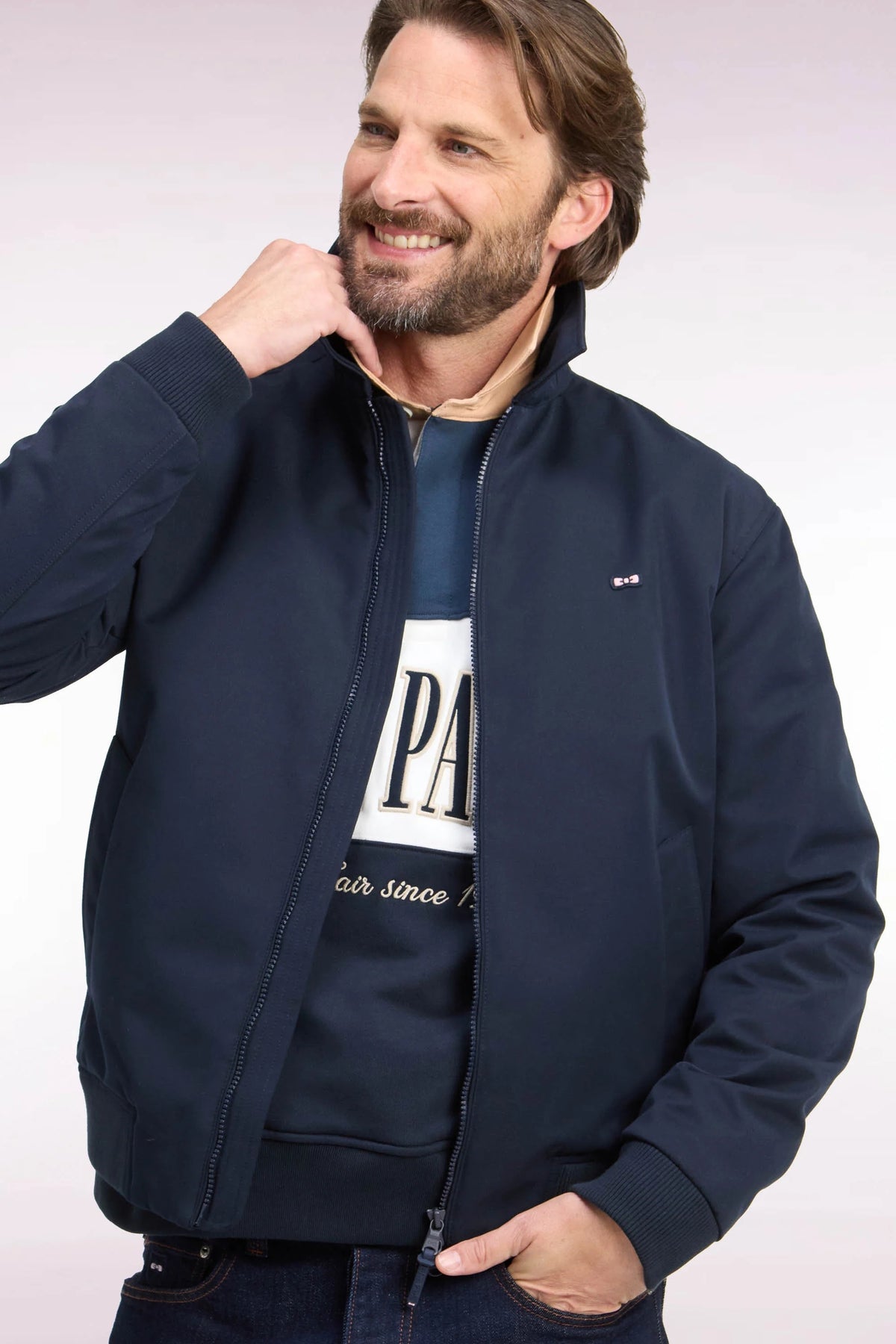 Eden Park Straight-Cut Nylon Blouson Jacket – Navy