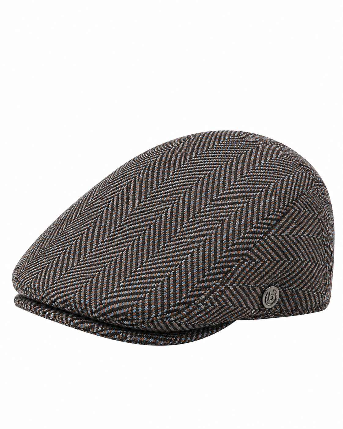 Bugatti Herringbone Flat Cap – Brown & Blue