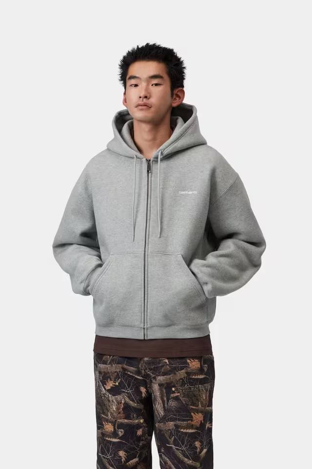 Carhartt WIP Hooded Ebbert Heavyweight Zip Hoodie – Grey Heather