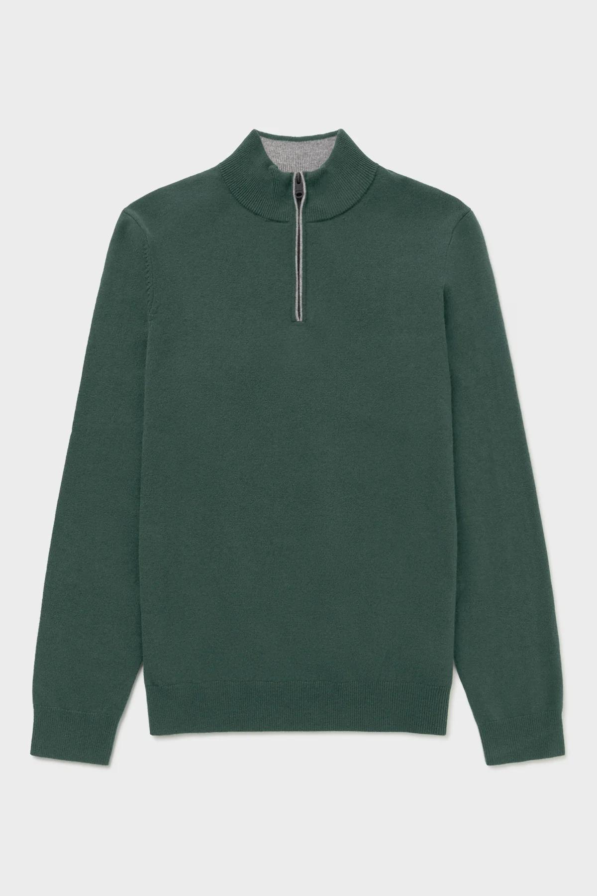 Ecoalf Larch Recycled Wool Quarter Zip - Cypress