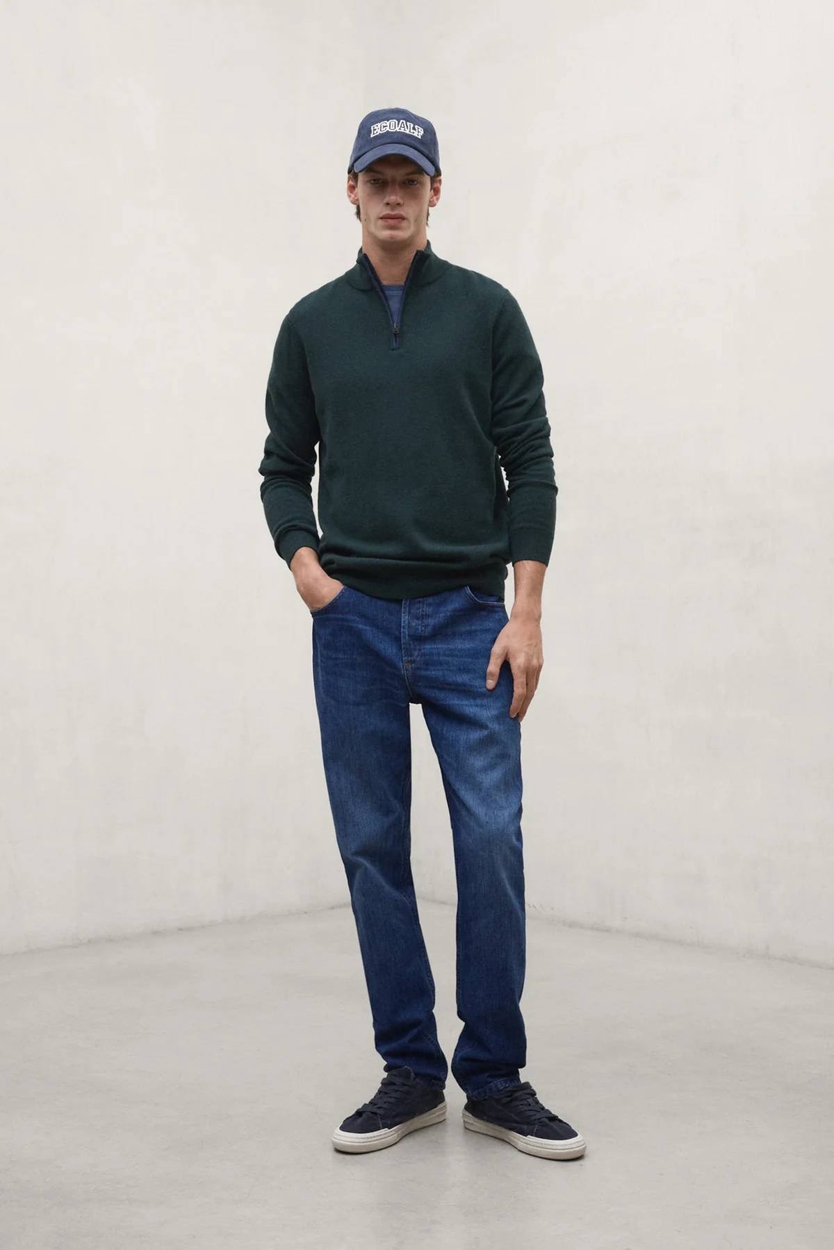 Ecoalf Larch Recycled Wool Quarter Zip - Cypress
