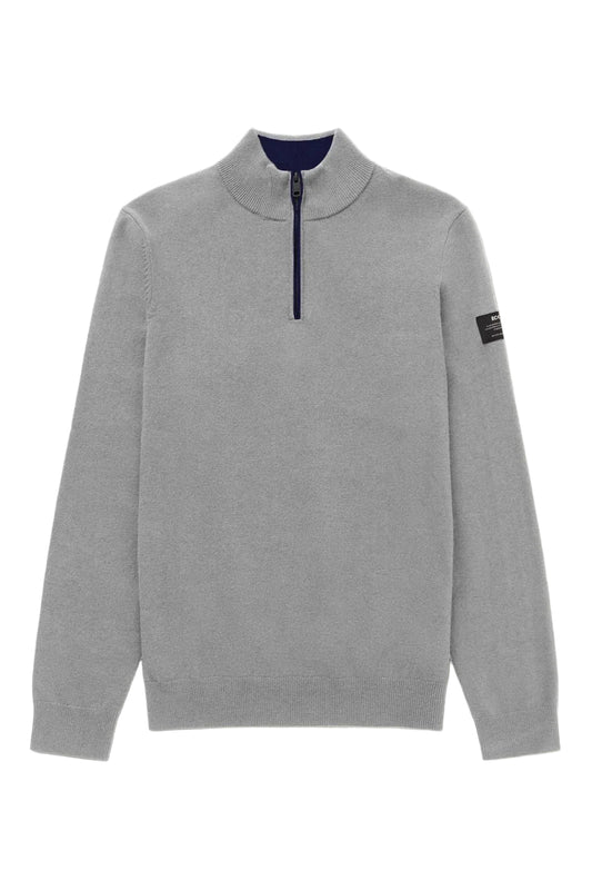 Ecoalf Larch Recycled Wool Quarter Zip - Light Grey Melange