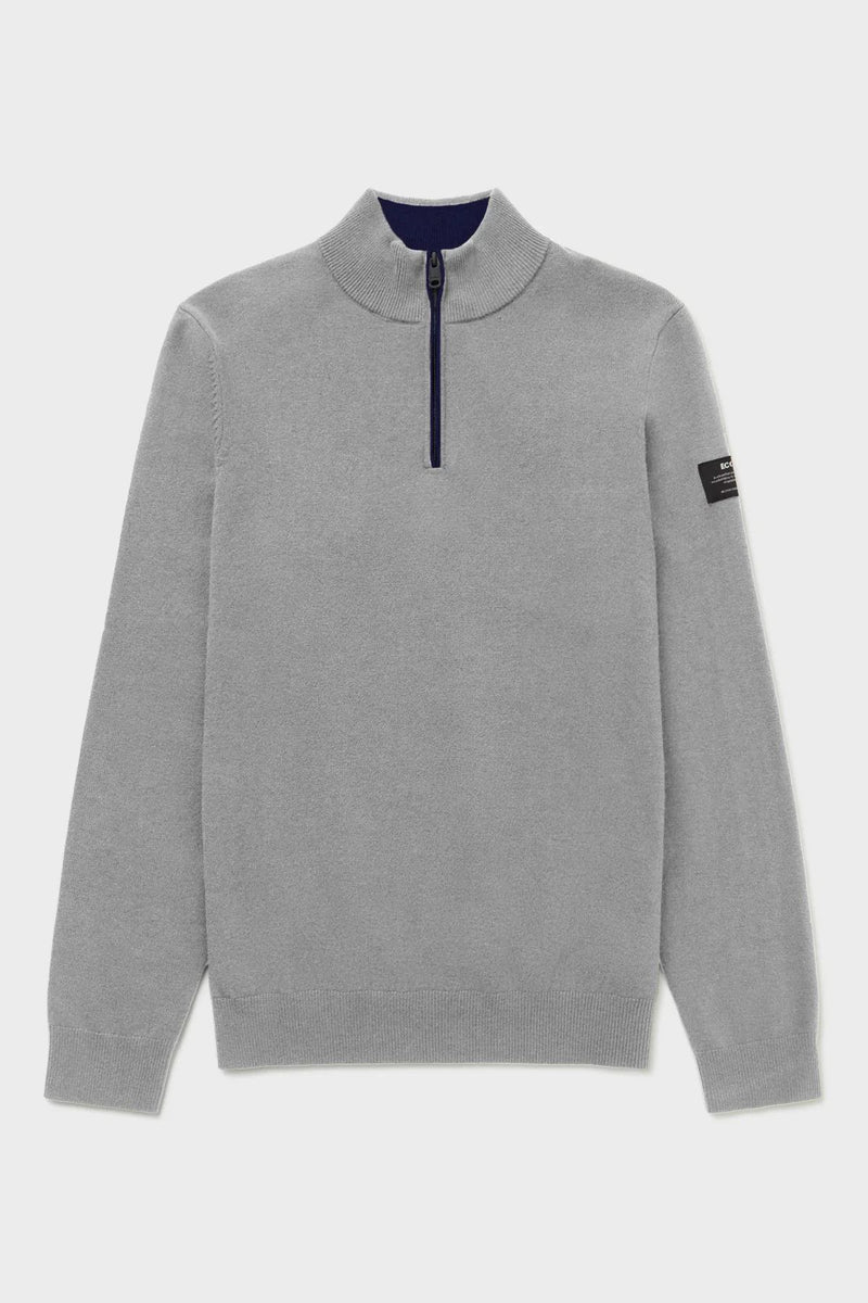 Ecoalf Larch Recycled Wool Quarter Zip - Light Grey Melange