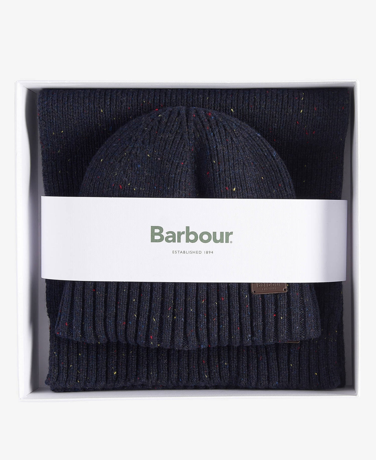 Barbour Carlton Fleck Beanie and Scarf Set - Navy
