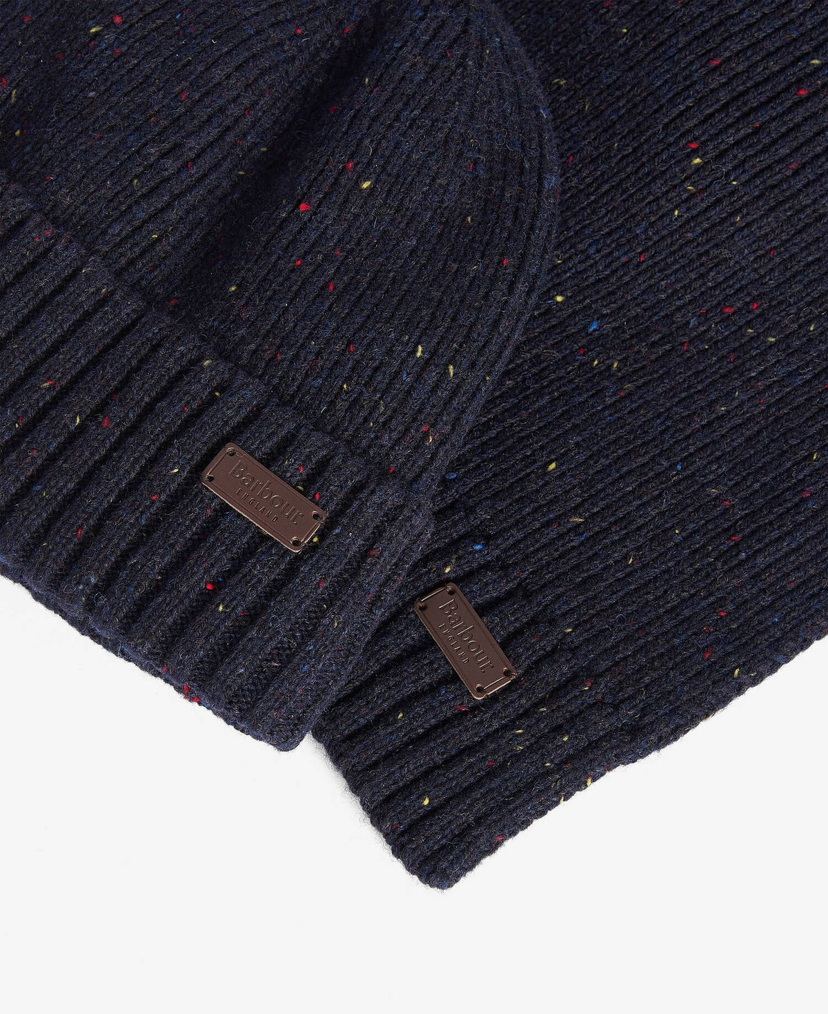 Barbour Carlton Fleck Beanie and Scarf Set - Navy