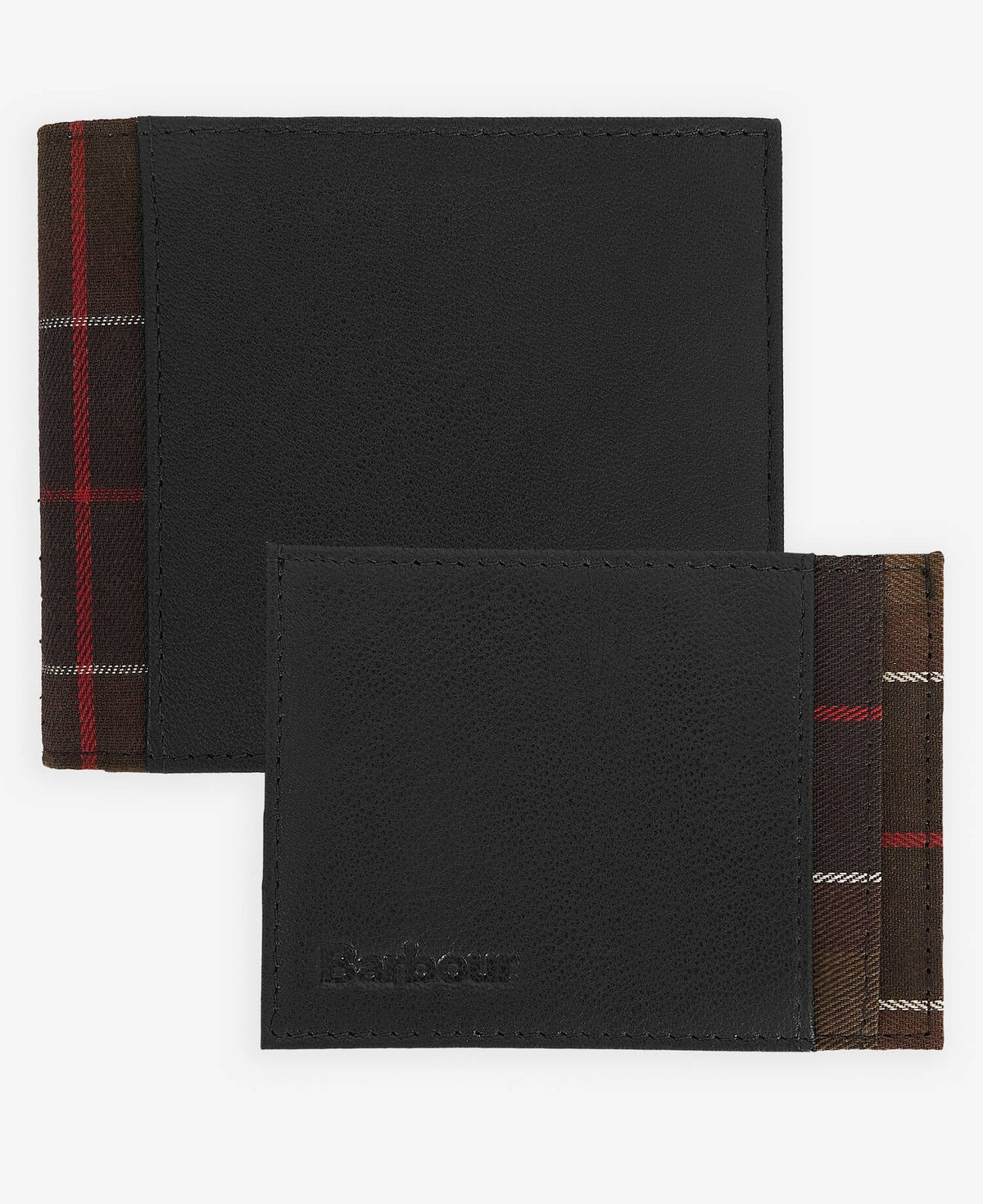 Barbour Leather Tartan Wallet & Card Holder Gift Set - Black