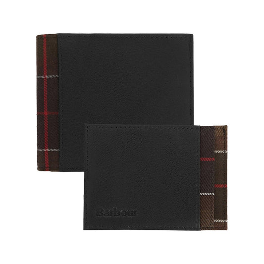 Barbour Leather Tartan Wallet & Card Holder Gift Set - Black