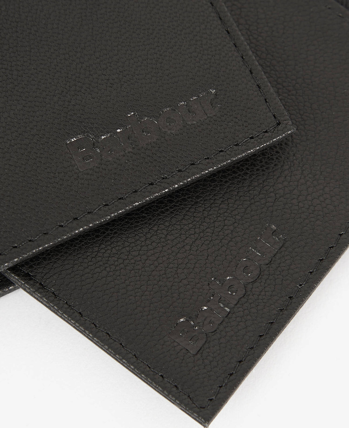Barbour Leather Tartan Wallet & Card Holder Gift Set - Black