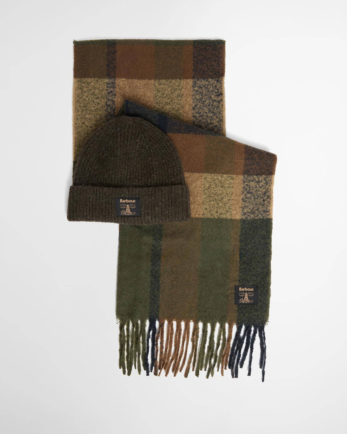 Barbour Westerdale Beanie and Scarf Gift Set - Olive