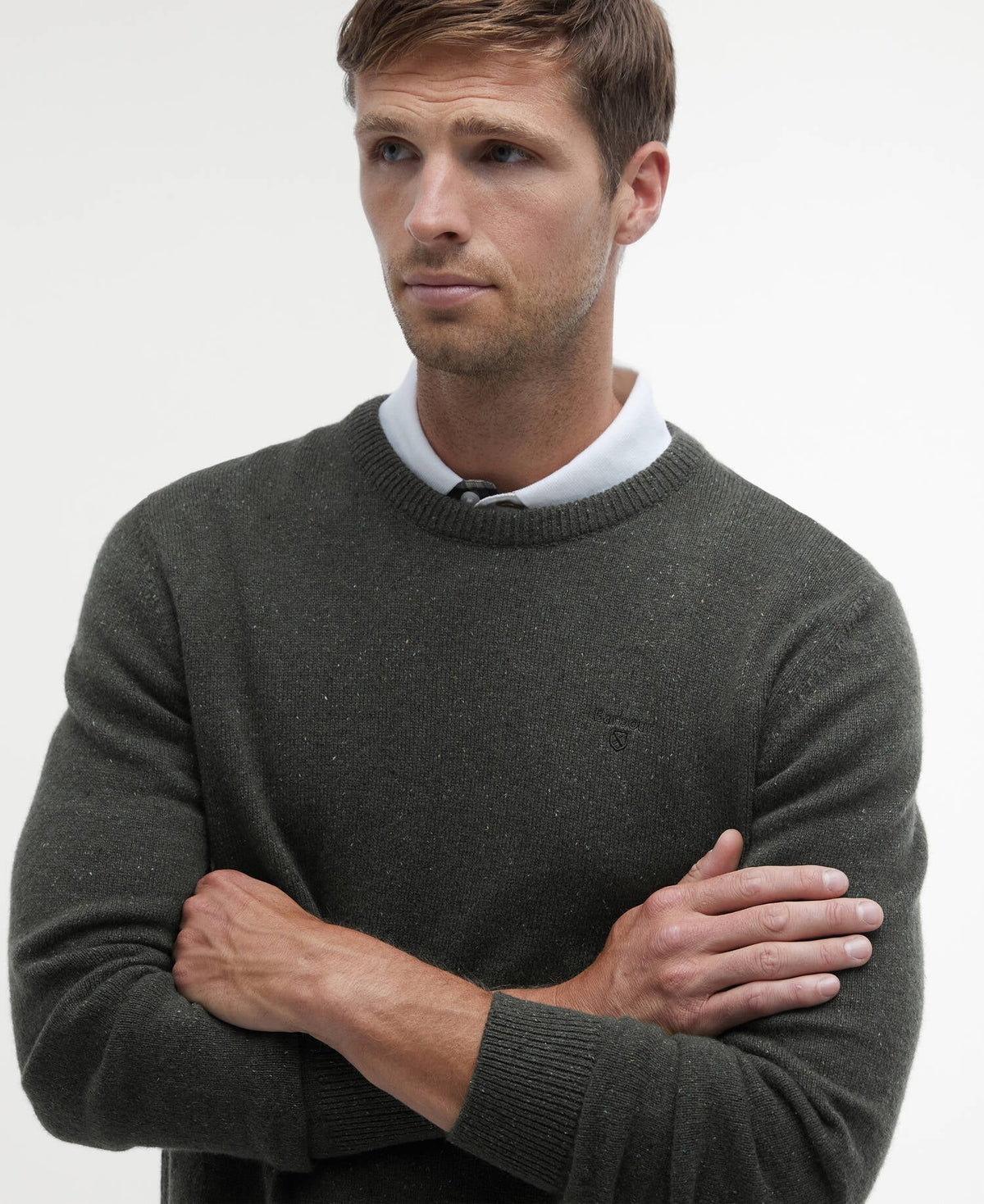 Barbour Essential Tisbury Crew Neck Jumper - Green