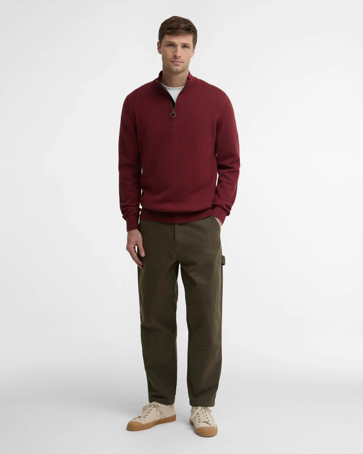 Barbour Cotton Quarter-Zip Jumper - Russet