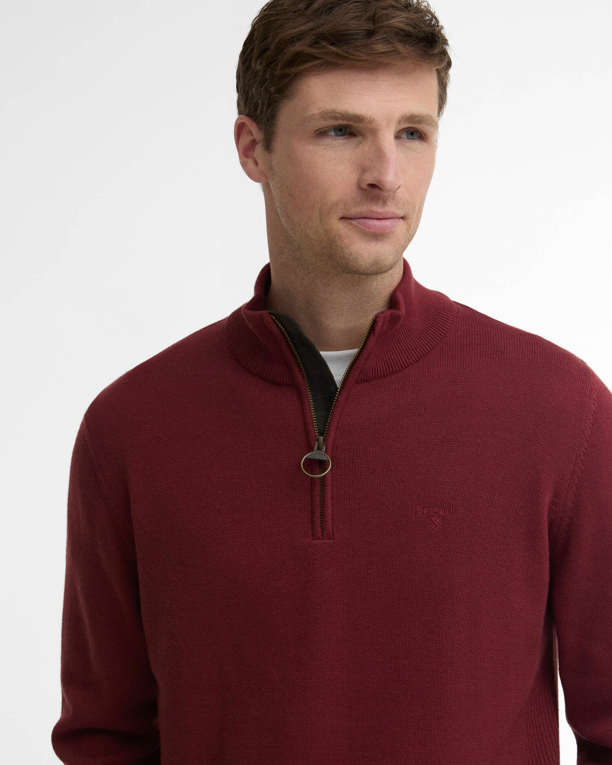 Barbour Cotton Quarter-Zip Jumper - Russet