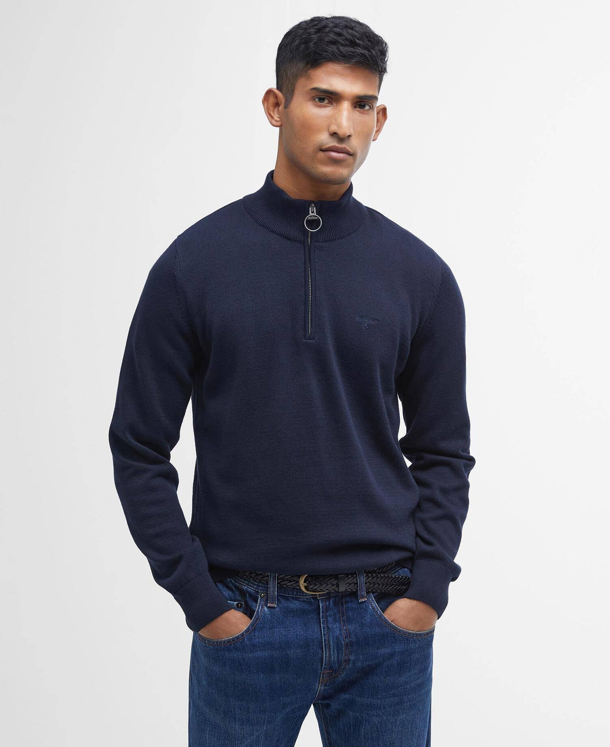 Barbour Cotton Half-Zip Jumper - Navy