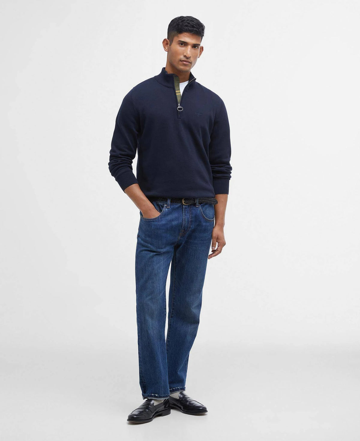 Barbour Cotton Half-Zip Jumper - Navy