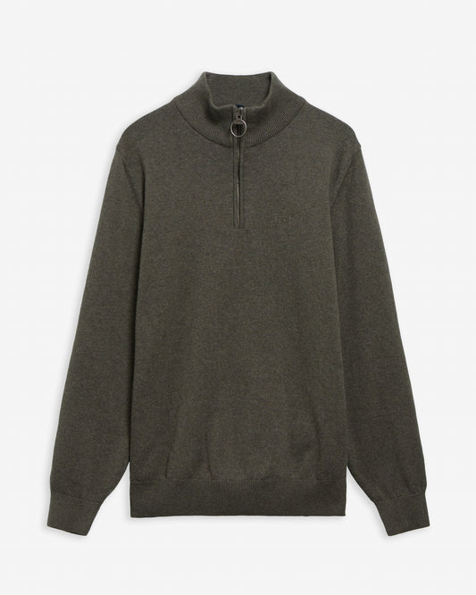 Barbour Cotton Quarter-Zip Jumper - Olive Marl