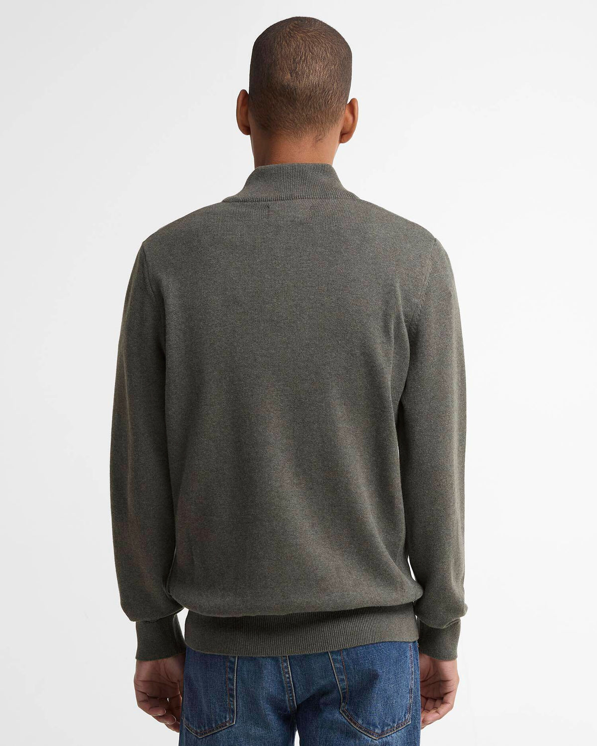 Barbour Cotton Quarter-Zip Jumper - Olive Marl