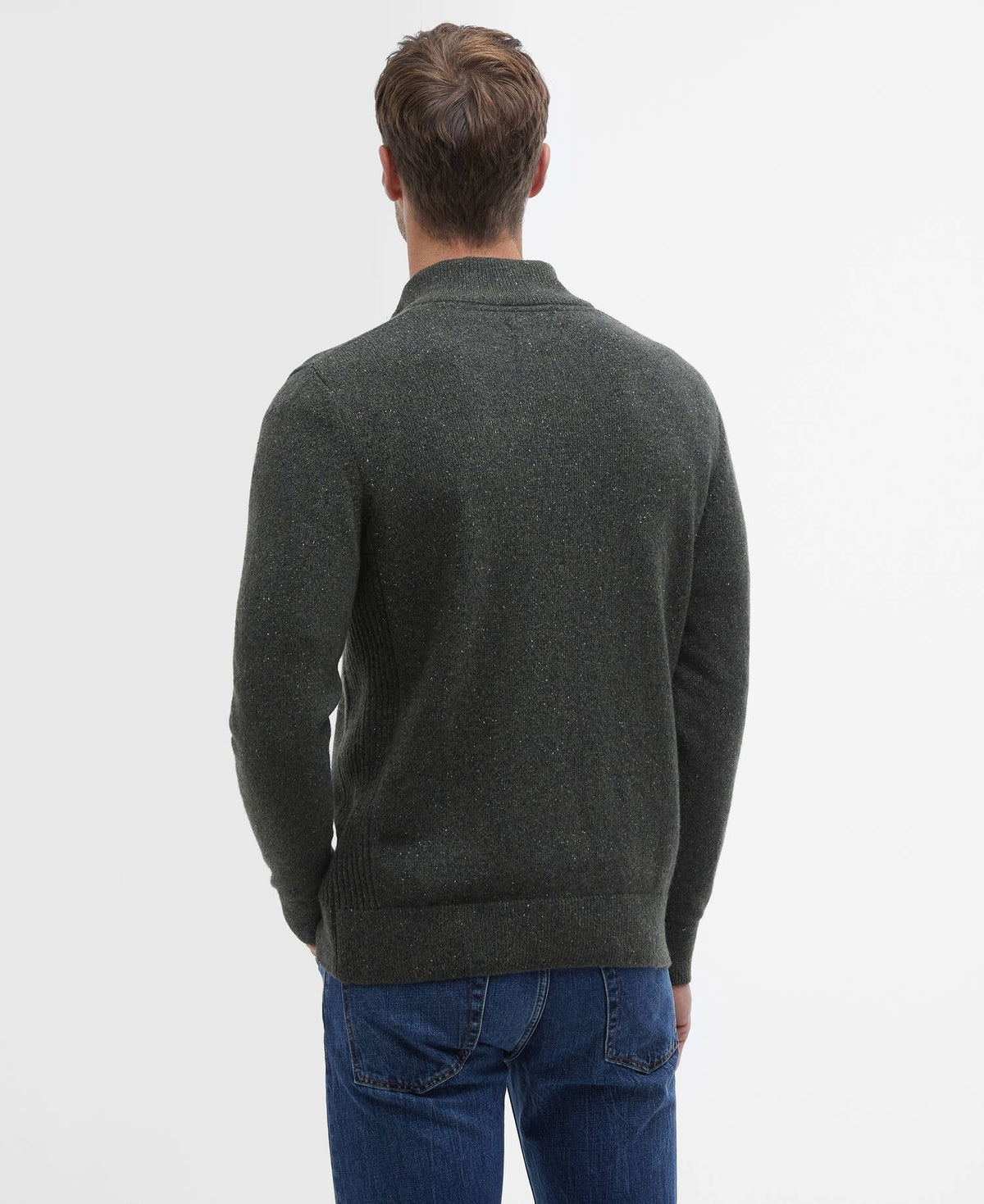 Barbour Essential Tisbury Quarter-Zip Jumper - Dark Seaweed