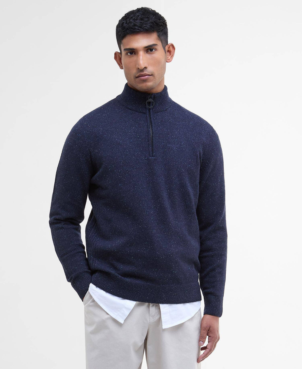 Barbour Essential Tisbury Quarter-Zip Jumper - Navy