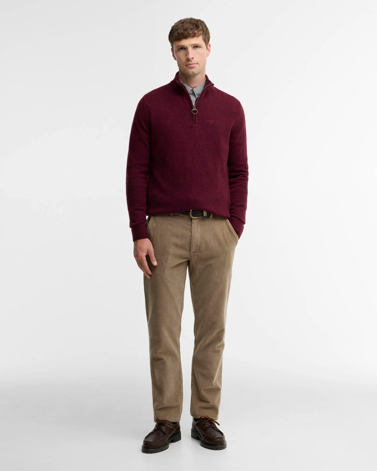 Barbour Essential Tisbury Quarter-Zip Jumper - Red