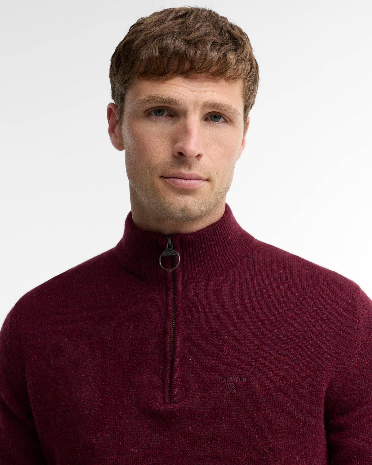 Barbour Essential Tisbury Quarter-Zip Jumper - Red