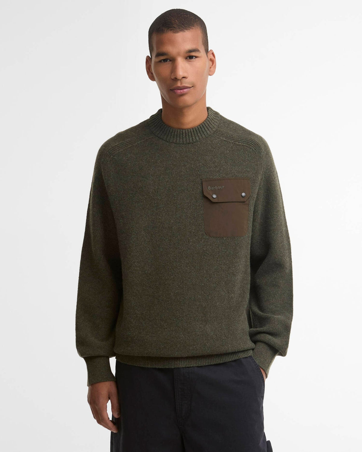 Barbour Stockham Textured Crew Neck Jumper - Beech