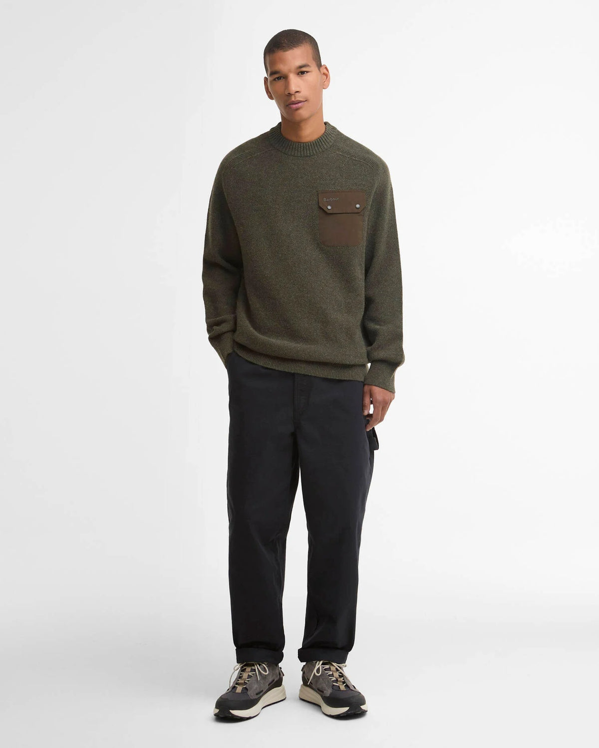 Barbour Stockham Textured Crew Neck Jumper - Beech