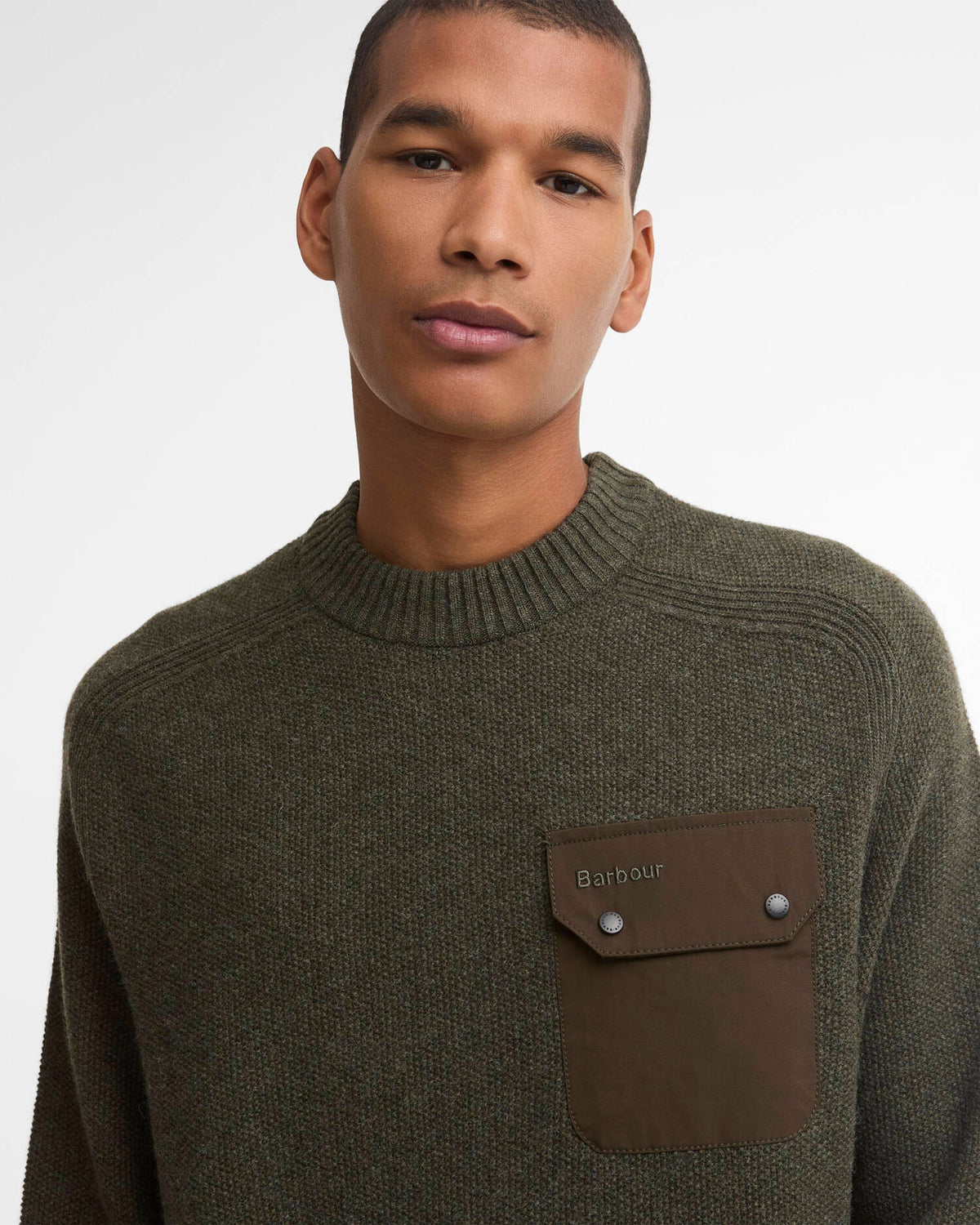 Barbour Stockham Textured Crew Neck Jumper - Beech