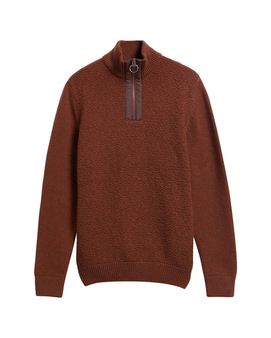 Barbour Danforth Textured Half-Zip Jumper - Soil