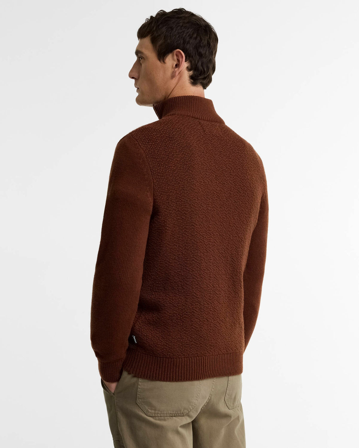 Barbour Danforth Textured Half-Zip Jumper - Soil