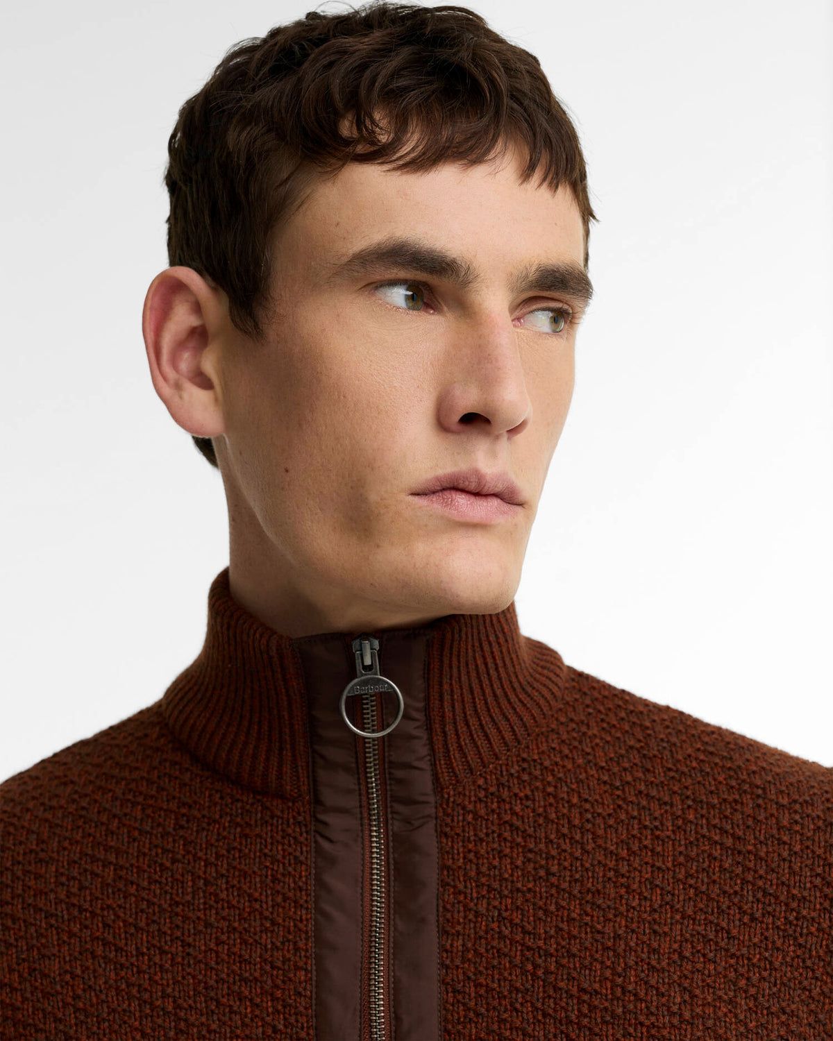 Barbour Danforth Textured Half-Zip Jumper - Soil