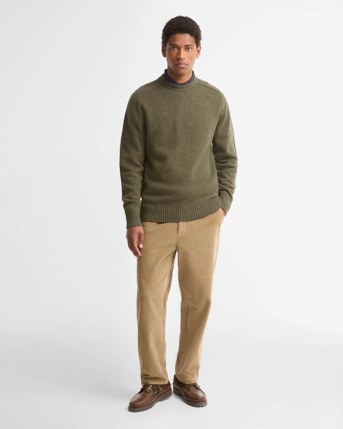 Barbour Newtown Crew Neck Jumper - Mid Olive