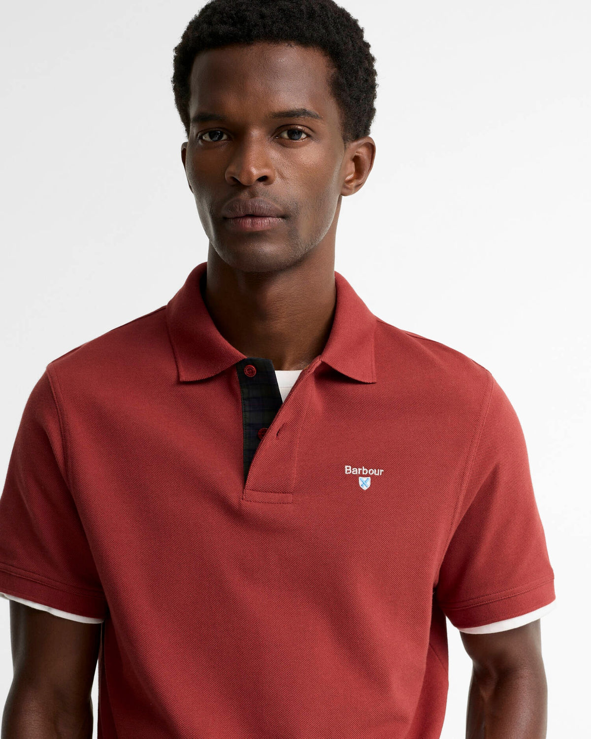 Barbour Tartan Piqué Polo Shirt - Russet