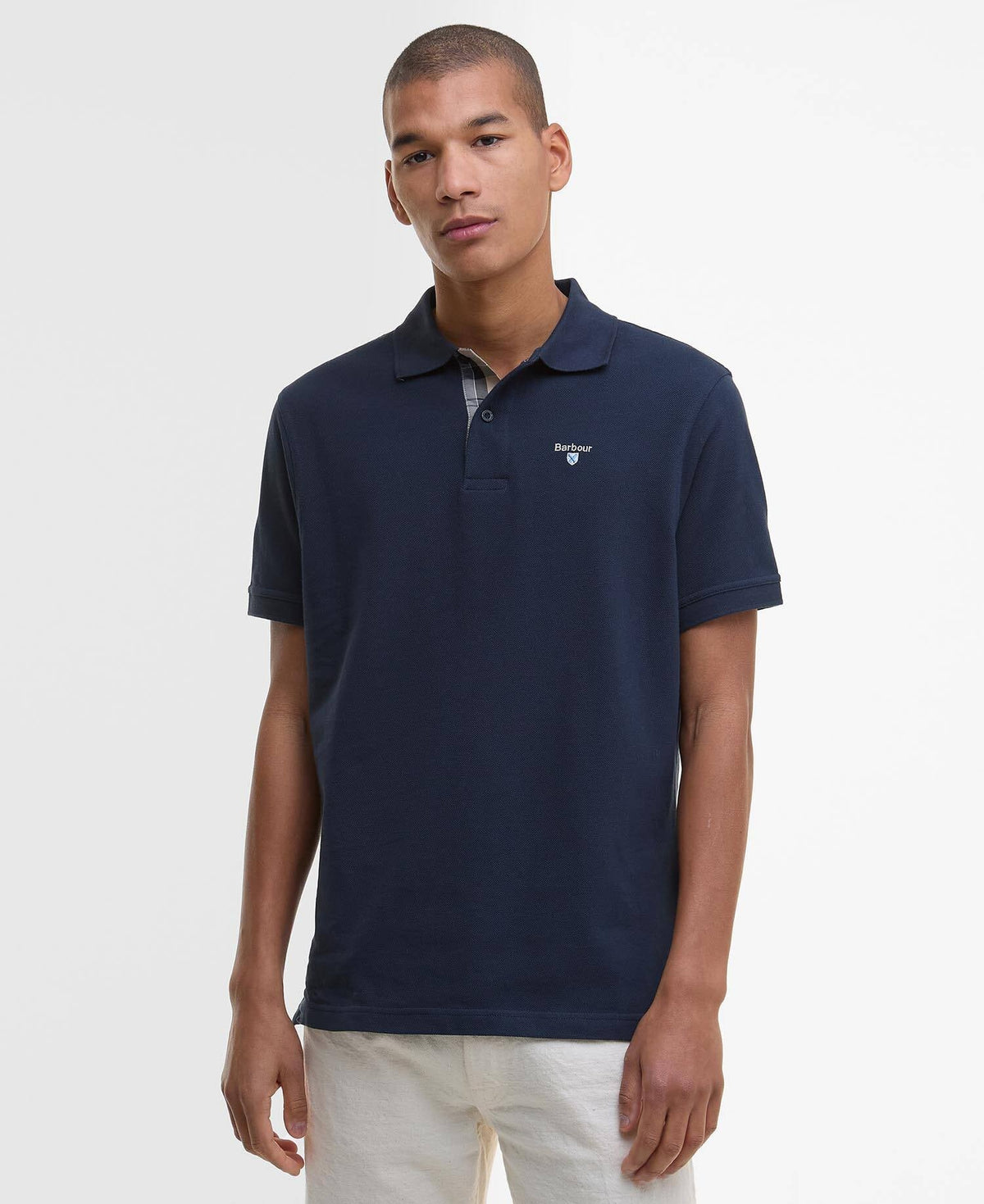 Barbour Tartan Piqué Polo Shirt - New Navy