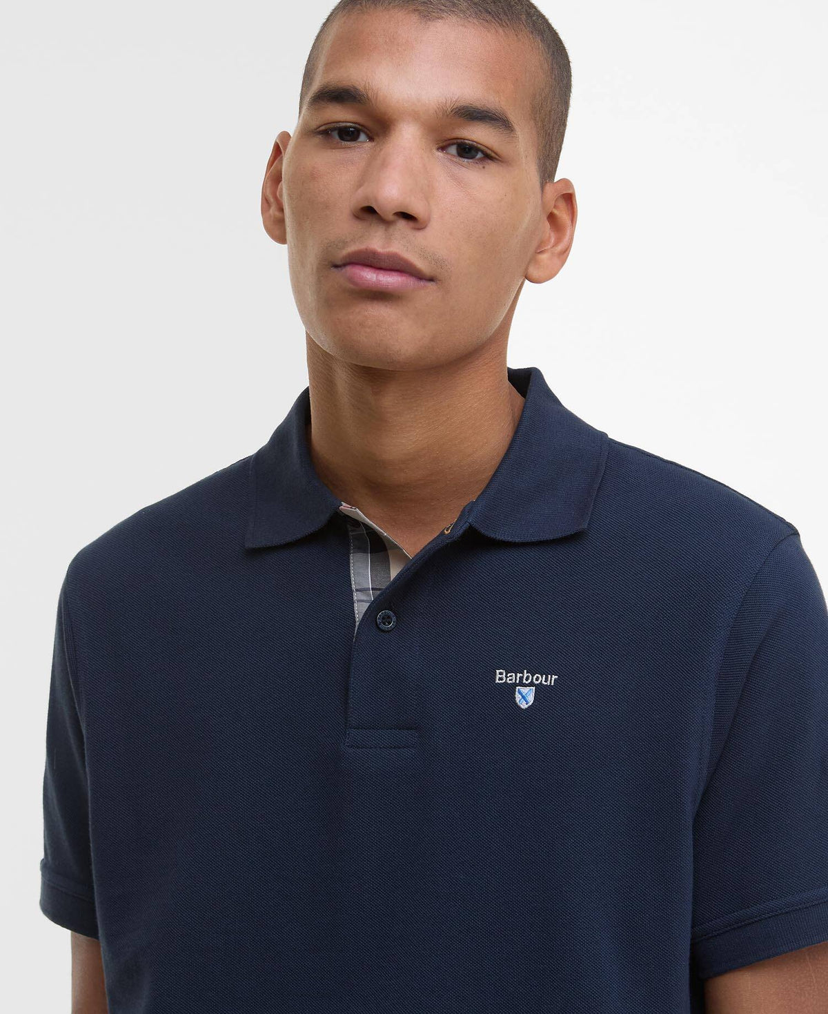 Barbour Tartan Piqué Polo Shirt - New Navy