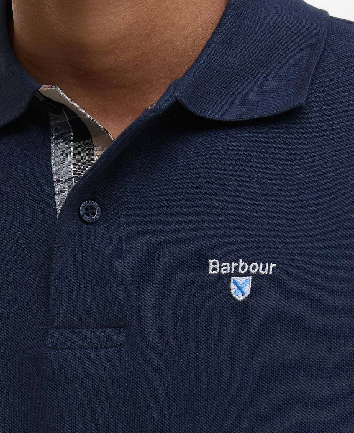 Barbour Tartan Piqué Polo Shirt - New Navy