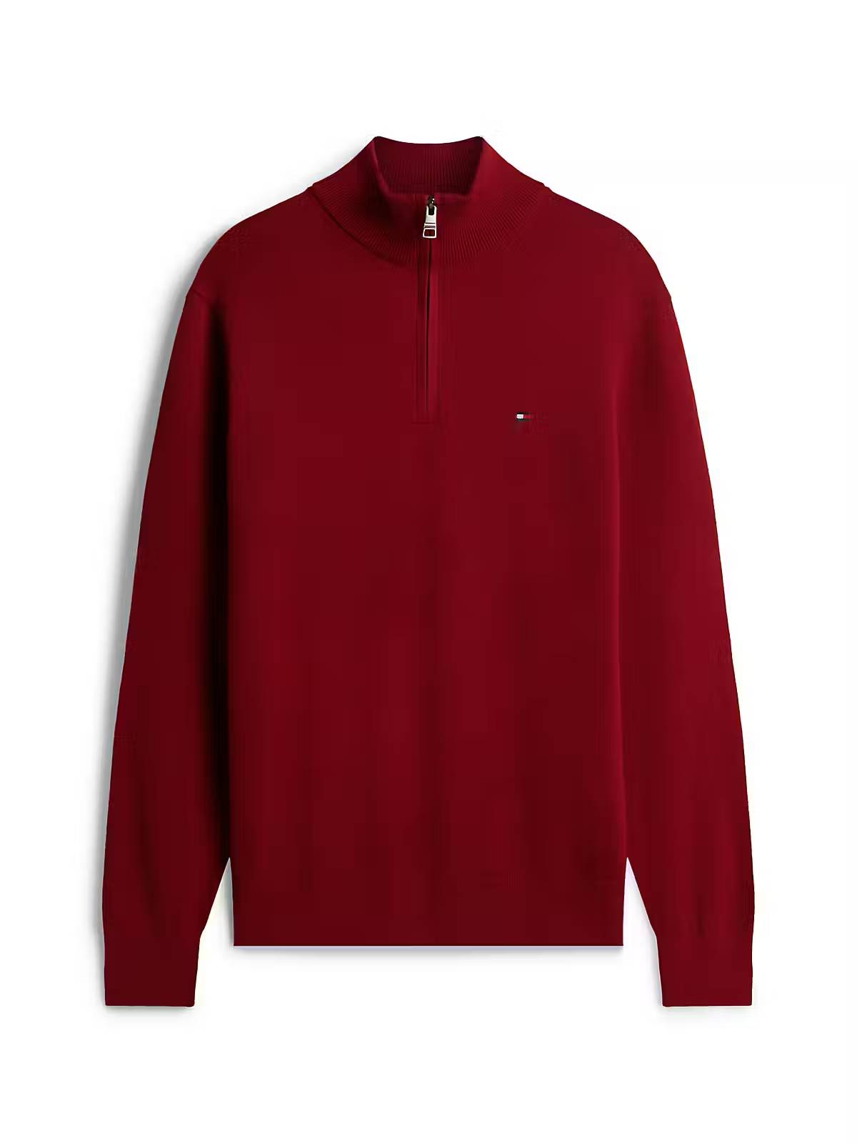 Tommy Hilfiger Pima Cotton Half Zip Sweater – Regatta Red