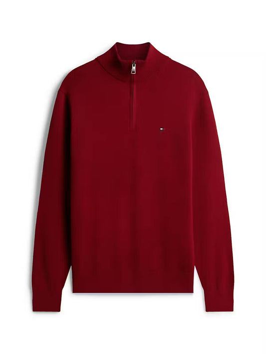 Tommy Hilfiger Pima Cotton Half Zip Sweater – Regatta Red