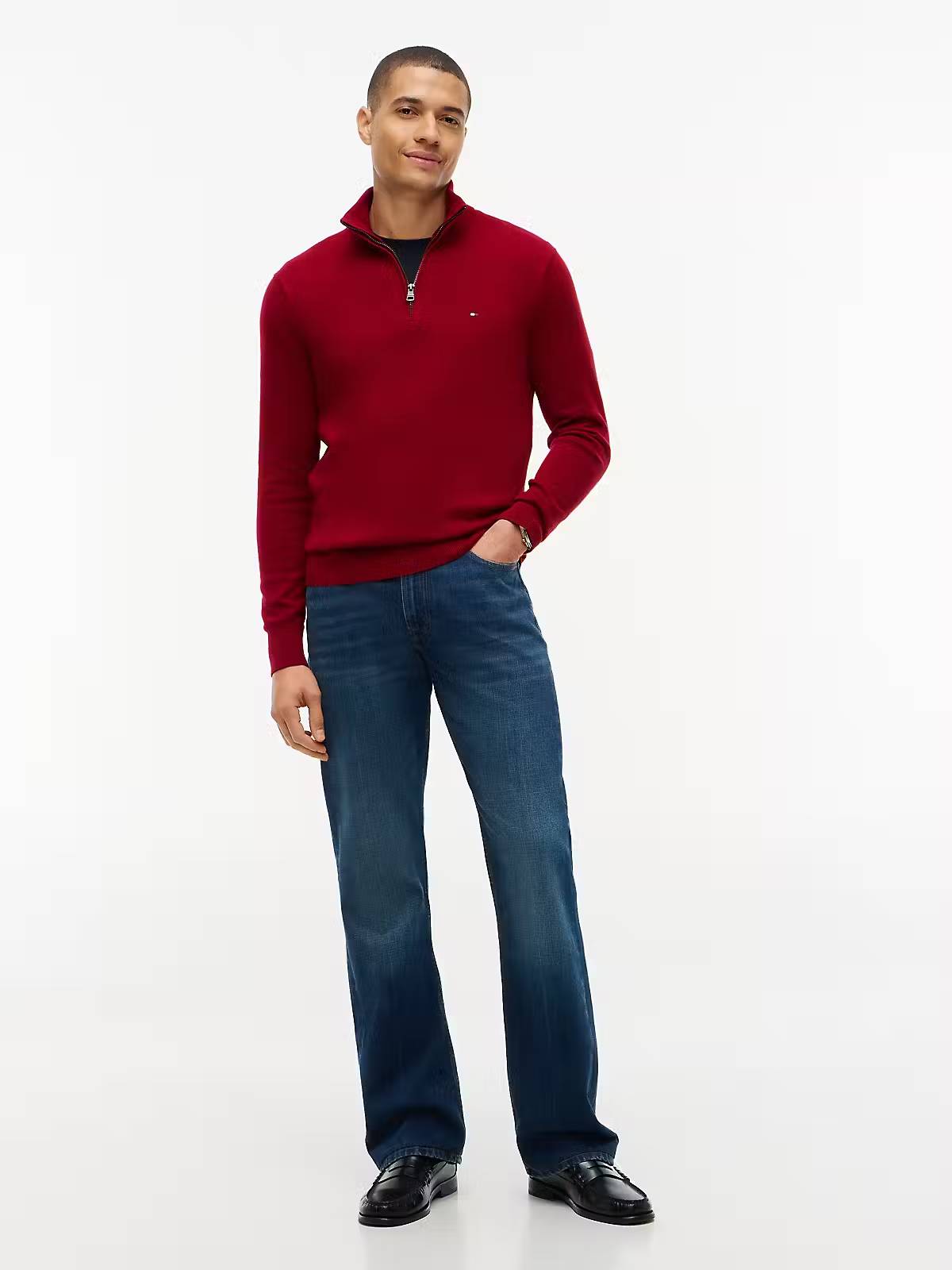 Tommy Hilfiger Pima Cotton Half Zip Sweater – Regatta Red