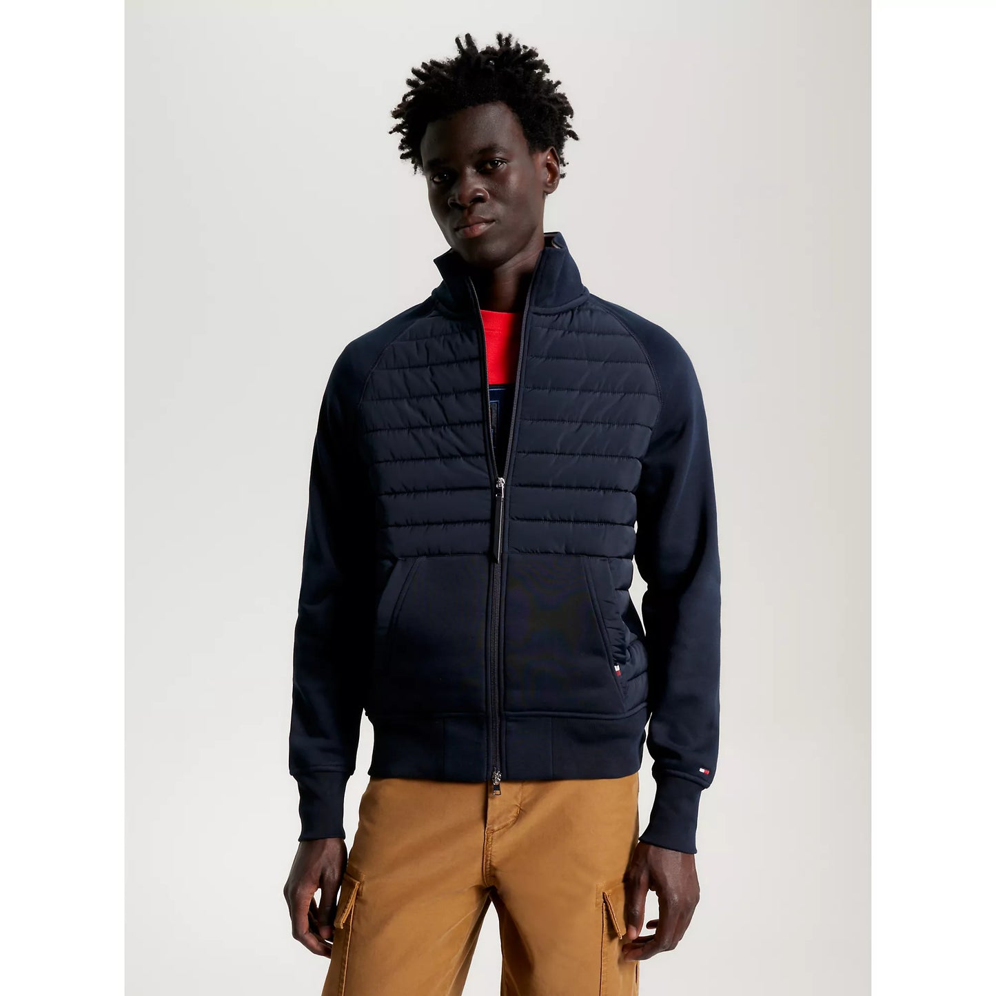 Tommy Hilfiger Zip Through Stand Collar Knit Top