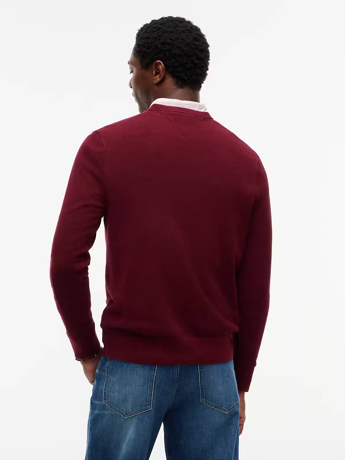Tommy Hilfiger Flag Embroidery Crew Neck Jumper – Burgundy