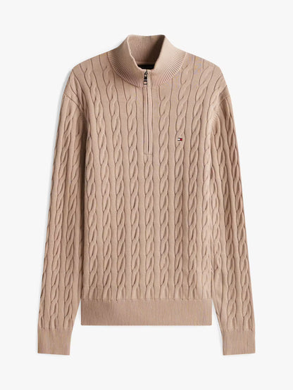 Classic Cotton Cable Knit Half Zip Jumper