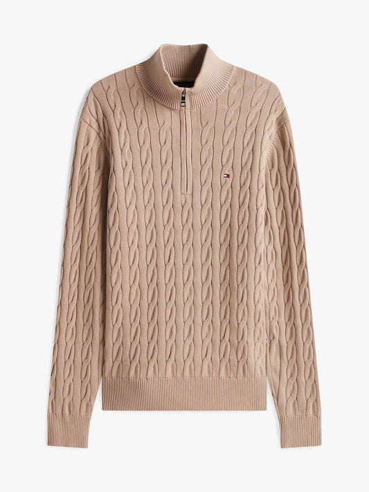 Classic Cotton Cable Knit Half Zip Jumper