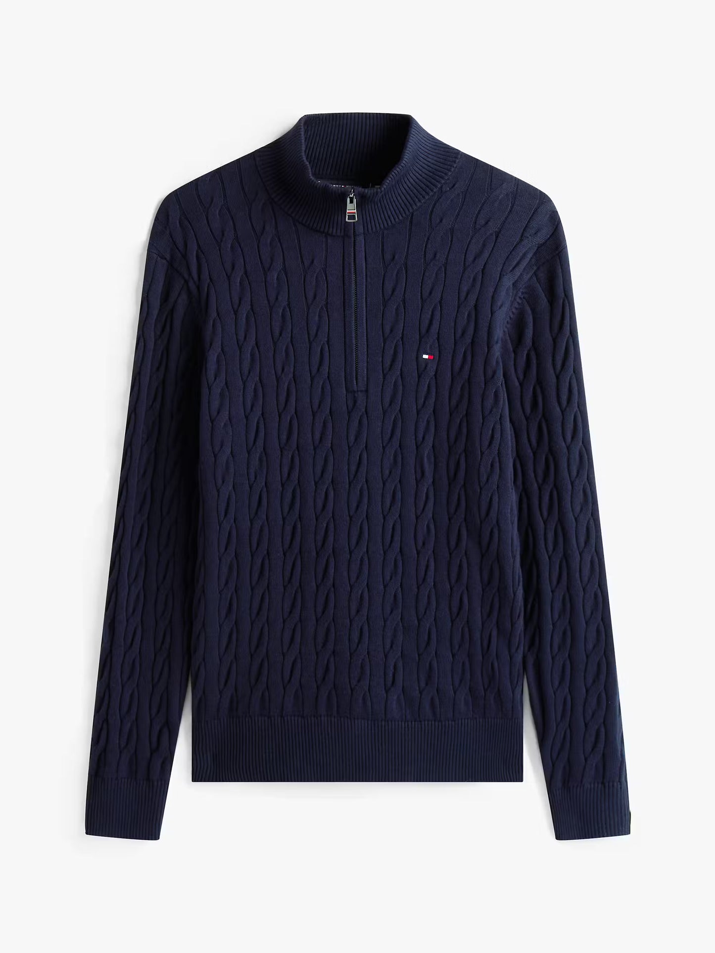 Classic Cotton Cable Knit Half Zip Jumper