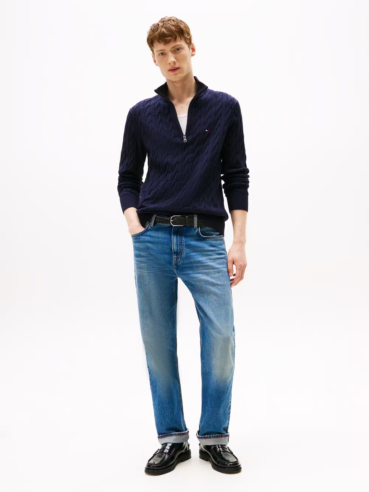 Classic Cotton Cable Knit Half Zip Jumper