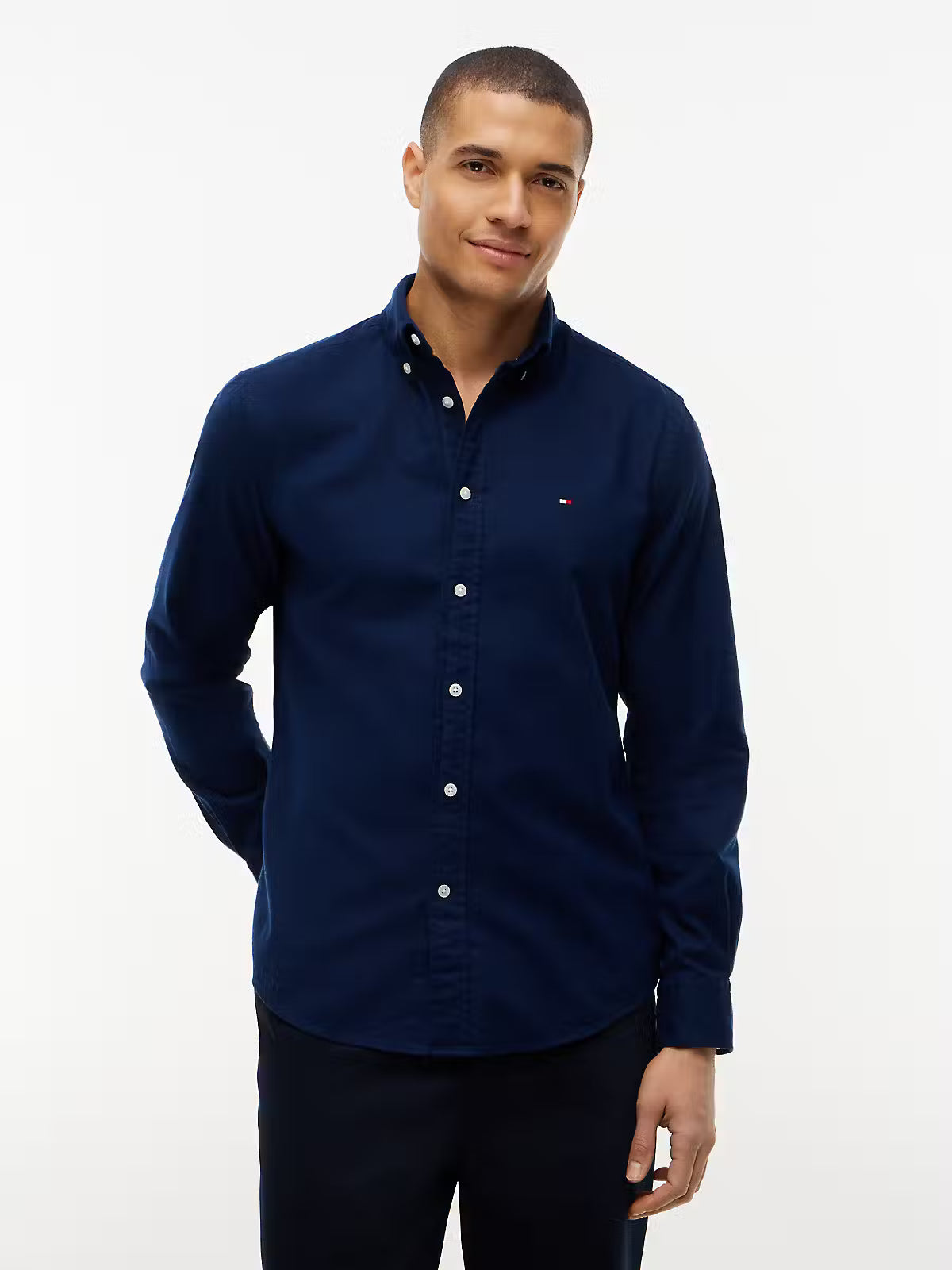 Tommy Hilfiger Flex Flannel Solid Regular Fit Shirt – Carbon Navy