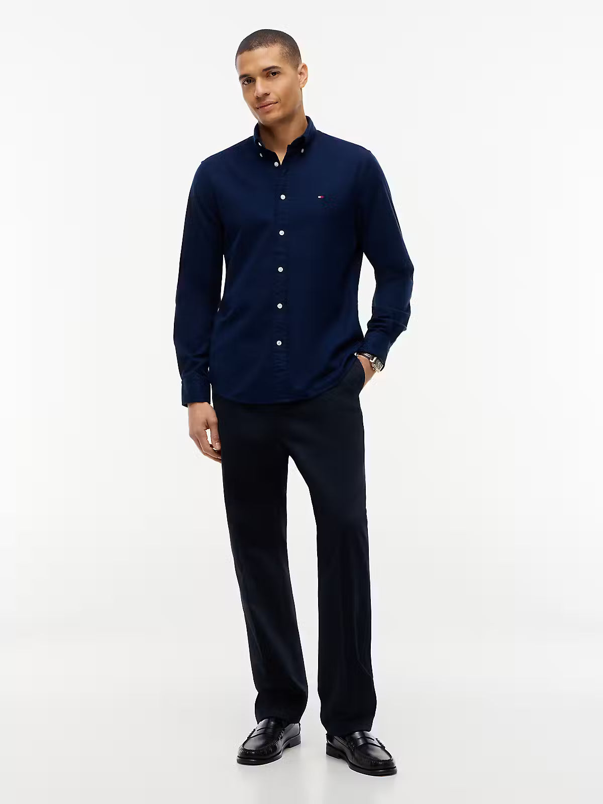 Tommy Hilfiger Flex Flannel Solid Regular Fit Shirt – Carbon Navy