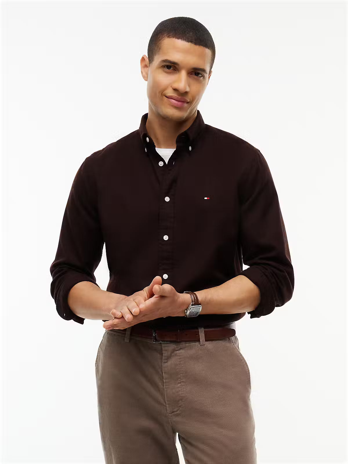 Tommy Hilfiger TH Flex Regular Fit Flannel Shirt – Chocolate