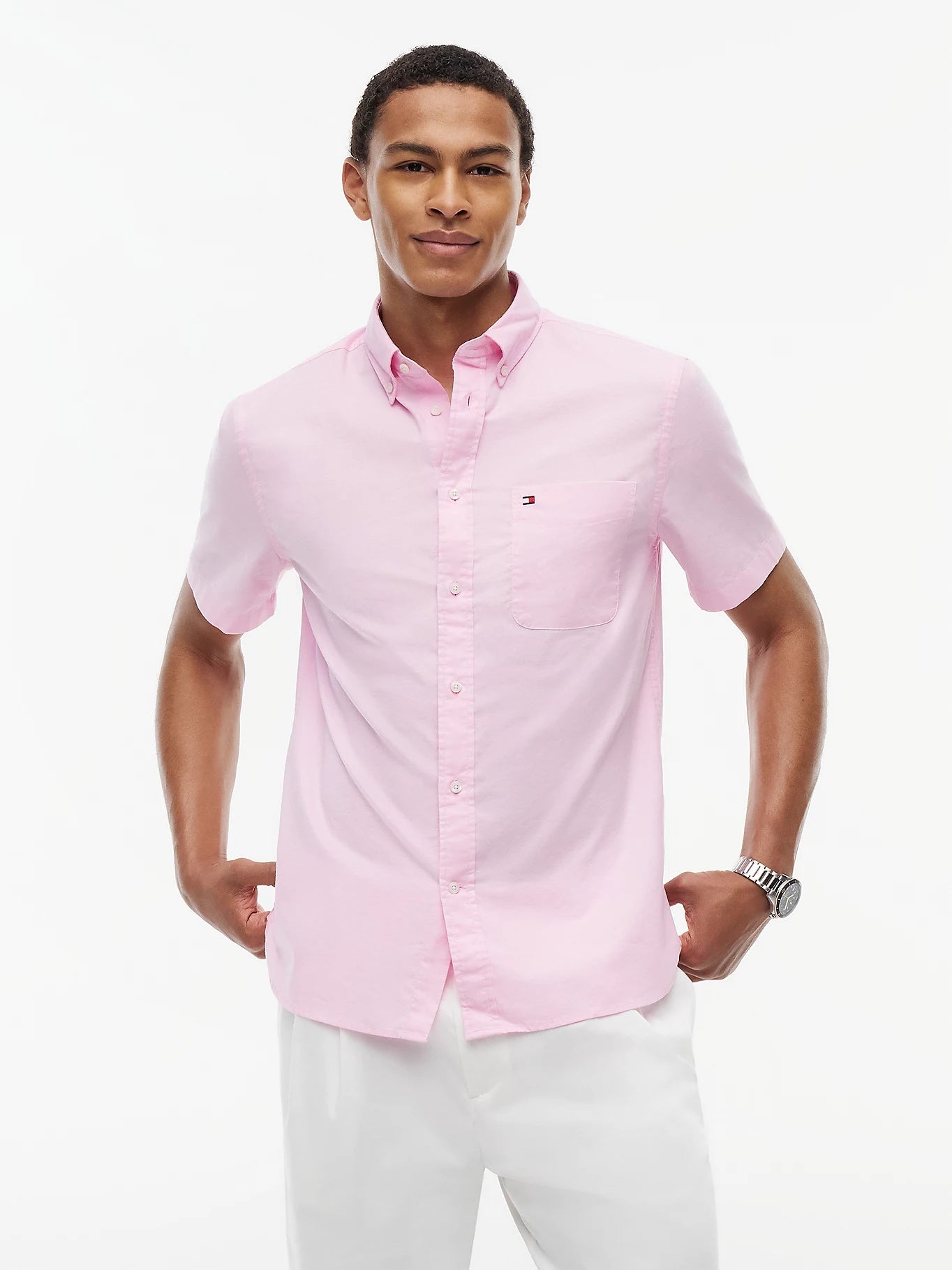 Tommy Hilfiger Regular Fit Lightweight Short Sleeve Oxford Shirt