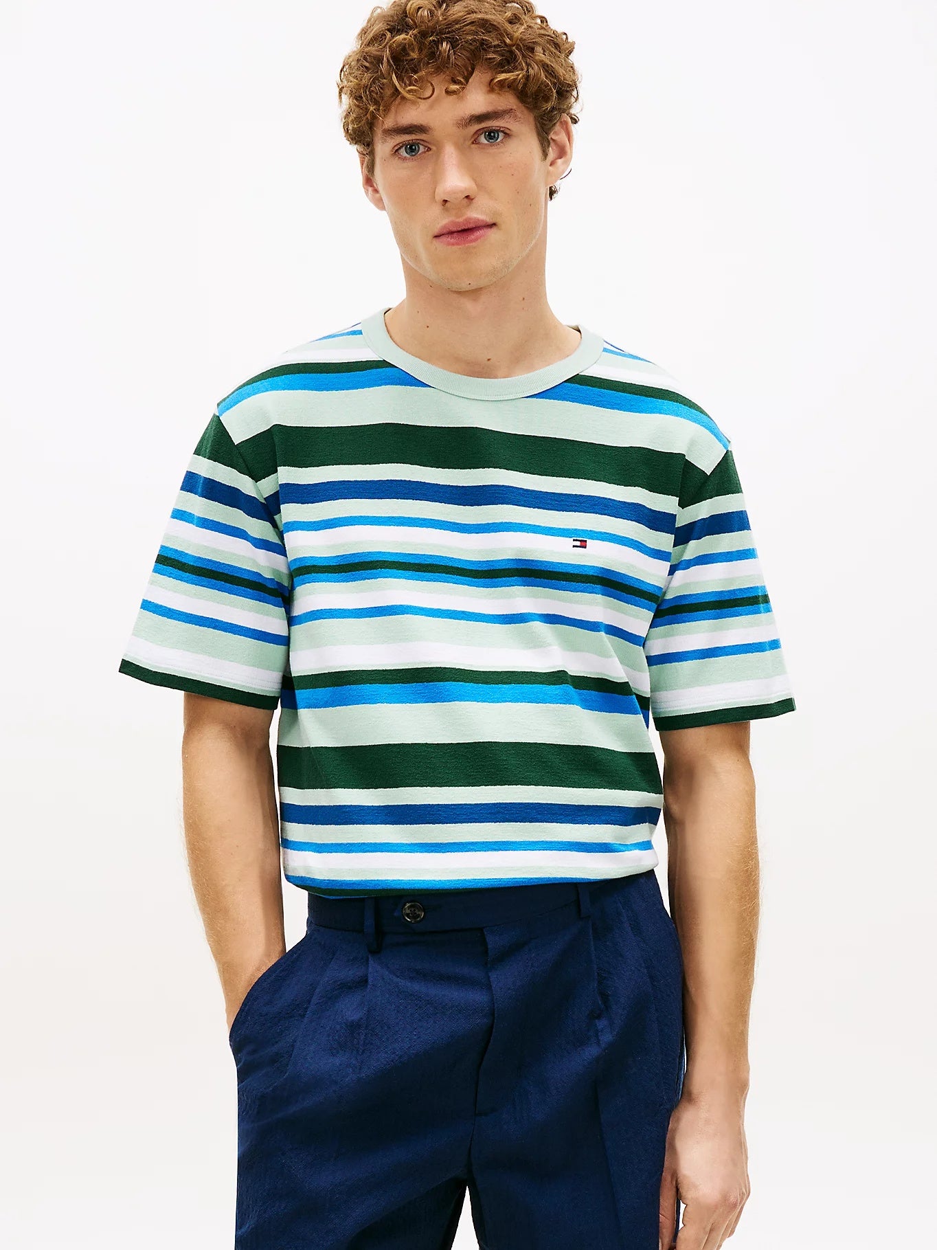 Tommy Hilfiger Stripe Crepe Jersey Relaxed T-Shirt