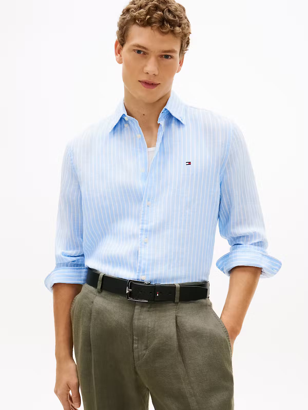 Tommy Hilfiger Regular Fit Bengal Stripe Pure Linen Shirt